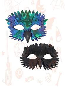 1件装女士羽毛半脸面具，适合角色扮演、万圣节、圣诞节礼物、家具和装饰品