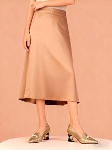 Chunky Heel Pearl Pointed Toe Slip-On High Heels, Cute & Professional For Spring/Autumn - Gold - View 5