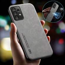 奢华真皮手机壳，带金属支架，适用于三星S25 FE、S24、S23 Ultra、S24 FE、A17、A16、A15、A56、A55、A36、A35 5G，也兼容 17 Air、16、15、14、13、12、11 Pro Max Plus，国际版，非国内版。 - 銀灰色 - 查看 2