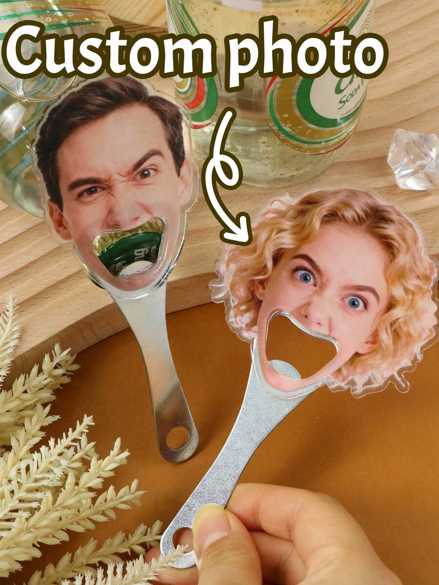 LICVIC Custom Bottle Opener With Photo, Personalized Keychain Bottle Opener, Customized Picture Bottle Opener, Bottle Opener Keychain, Gift For Him, Birthday Gift, Best Man Gift, Customizable Valentine'S Day Gifts, Anniversary, Living Room, Kitchen, Couples, Husbands And Wives, Friends, Family, Father, Mother