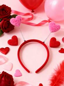 1 tiara feminina rosa e vermelha em formato de coração para a primavera, estilo vintage casual, para festas, fofa e elegante. Acessórios para cabelo, tiara de arco. - Multicolorido - Ver 10