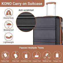 Lightweight 2 Piece Cabin Suitcase Set 20 Inch Carry On Luggage With Vanity Case ABS PC Hard Shell Spinner Wheels TSA Lock YKK Zipper For Travel - Black/Brown - View 6