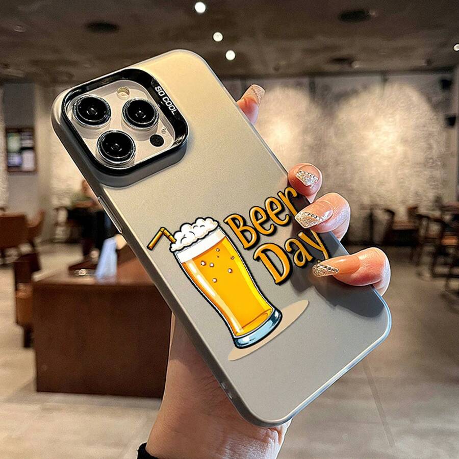 Funda de Teléfono Día de la Cerveza para iPhone 17 16 15 14 13 12 11 Pro Max Estilo Moderno Resistente a Manchas Duradera a la Moda Protectora Ligera Absorbente de Impactos Resistente a Arañazos Regalo de Alta Calidad Bestseller Nueva Llegada - Negro - Ver 1