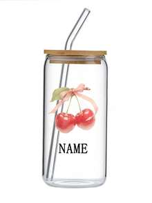 Personalized Glass Tumblers | Cherry Pattern Custom Water Cup | Bridesmaid Tumblers | Iced Coffee Cup | Personalized Gifts | Proposal Box Gifts | Birthday Gift | Bride Easy To Clean, Exquisite,High-Quality Custom,Personalized,Uniqueidealgiftsfoher,Boyfriend,Girlfriend,Dad,Mom,Family,Friends,Son,Daughter,School Students,Workers,Kids School,Home,Office,Chic Design - Multicolor - View 12