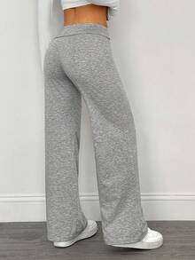 少女直筒宽松纯色运动裤