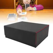 Card Deck Box 3 Rows Large Capacity Magnetic Closure PU Leather Card Deck Storage Case for Game Cards Tarot Cards Black Shell with Red Lining - Negro - Ver 3