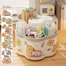 1pc Capybara Shaped Large Capacity 360° Rotating Cute Pen Holder Desk Organizer, Office & Study Supplies