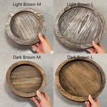 1个圆形木质托盘，家居装饰竹盘，烛台，收纳托盘，可用于盛放洗手液、沐浴露、洗发水、盆栽植物、糖果、零食、咖啡、饮料、杯子、调味品、洗漱用品，适用于家庭、客厅、办公室、厨房、浴室、餐厅、咖啡馆、饮品店、万圣节/圣诞节/节日/派对装饰 - 棕色 - 查看 11
