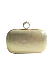 Luxury Rhinestone Tassel Handmade Crystal Ring Clutch Bag, Crossbody Evening Bag - Gold - View 3