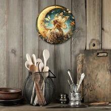 CIF BUY Enchanted Fairy Moon Wall Art - Crescent Moon Metal Sign With Butterfly & Floral Design, HD Printed Aluminum Wall Decor For Bedr - 彩色 - 查看 8