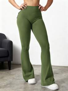YEOREO Flare Leggings With Pockets For Women Butt Lifting Gym Yoga Leggings Flare Leggings Joggers For Women Fall Clothes For Women Winter Clothes For Women - 酪梨綠 - 查看 2