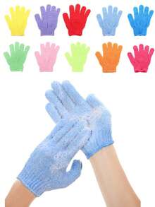 6/10/20pcs Random Color Exfoliating Gloves, Double-Sided Scrub Gloves, Bath Gloves, Body Massage Cleaning Gloves - Multicolor - View 3