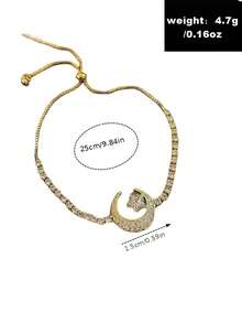 1件优雅可调节月亮星星手链，镶嵌闪亮立方氧化锆，时尚简约风格，适合日常佩戴和聚会场合。 - 手鍊 - 查看 4