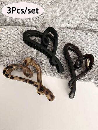 3 Piezas de Pinza de Cabello con Estampado de Leopardo Retro Elegante en Forma de Corazón Irregular, Adecuado para Uso Diario de Mujeres en Casa o al Salir. Un Pequeño Gran Regalo para tu Mejor Amiga.