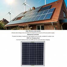 Panel Solar MPPT de 50w, cargador de batería Solar ABS de silicio monocristalino con cargador de coche OBD, controlador impermeable - Negro - Ver 3