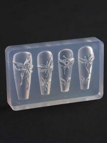 Molde de tallado de uñas con relieve tridimensional de flores de lirio, diseño de patrón de pétalos de flores de hibisco y mariposa, herramienta de desmoldeo para manualidades de arte de uñas, suministros de manicura - transparente - Ver 10