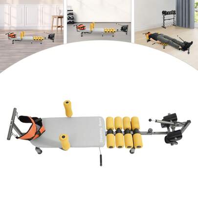 Rainaut Set Of Freestanding Steel Grey Massage Traction Bed Table Stretcher With Adjustable Length 59.25-73.23in, Cervical Lumber Spine Back Stretcher Traction Bed , Back Decompression- Up To 330 Lbs Load Capacity For For Weight Loss And Body-Shaping Exercises, Grey