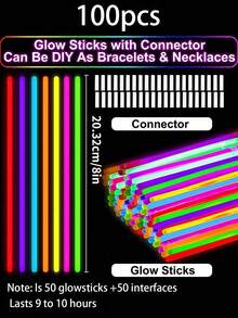 200pcs Multi-Color Glow Sticks, Party Decorations, 8-12 Hour Glow In The Dark, Illuminate Party Favors, Bracelets, Necklaces, Neon Light Effect, Wedding Party Glow Sticks - 200pcs High Quality Fluorescent Sticks - View 11