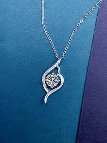 1pc Elegant 925 Sterling Silver 1 Carat 6.5mm Moissanite Necklace, Suitable For Commute, Party, Vacation, Birthday, Valentine's Day, Mother's Day, Wedding Anniversary, Christmas, Women's Jewelry Gift