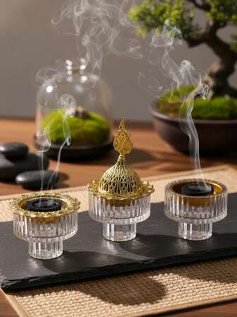 1个/1套 人造立式透明水晶玻璃简约香炉，适用于家居装饰、办公室装饰、婚礼装饰、客厅摆设，可作为斋月礼物、节日礼物、生日毕业礼物、结婚礼物、闺蜜礼物、女士礼物、冬季礼物。