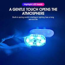 4 Pcs Luces Led Interiores Inalámbricas,Luz Led Interior para Autos,7 Colores Ajustable,iluminación Ambiental Recargable,Accesorios de Coche,Apto para Almacenamiento,reposabrazos,Puertas y Más - 4 piezas - Ver 4