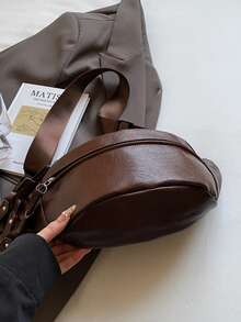 Women's Retro Fringe Minimalist Solid Color Crossbody Bag - Brown - View 6