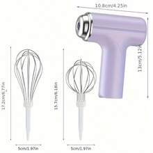 USB Rechargeable Handheld Electric Whisk - Powerful 6-Speed Mixer For Baking, Eggs, Cream & Cookies, Lightweight With Detachable Beaters (White/Pink) - trắng - Xem 2