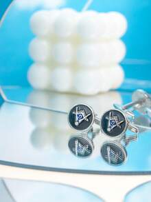 1 Pair Fashionable French Business Round Metal Stainless Steel Cufflinks, Suitable For Shirts, Great Gift For Friends On Holidays And Birthdays