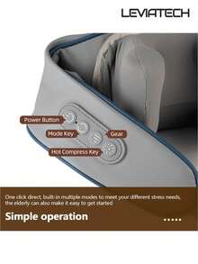 LEVIATECH 3D Kneading Neck & Shoulder Massager, Rechargeable, Office Essential, Mother's Day Gift, Relieve Neck Pain, Upgraded Massage Gun, Portable