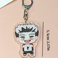 BOOMCOMIC 1个/4个可爱排球人物亚克力钥匙扣 - 日向翔阳、影山飞雄、月岛萤、山口忠，男女通用背包挂件，适用于背包、钥匙、汽车装饰、粉丝礼物，Y2K时尚，耐用轻便，色彩鲜艳，双面印刷，高清材质，创意配饰 - 彩色 - 查看 8