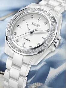 LIGE女士腕表，陶瓷表带，独特表盘。休闲又不失精致的石英腕表。防水，适合日常佩戴。