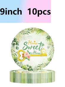 10pcs Sweet Home Relocation Gift Theme Party Supplies: Paper Plates, Paper Cups, Napkins, Tablecloths, Banners, Birthday Party Supplies, Camping, Camping, Travel Essential Supplies - Multicolor - View 3