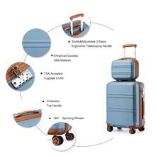 Lightweight 2 Piece Cabin Suitcase Set 20 Inch Carry On Luggage With Vanity Case ABS PC Hard Shell Spinner Wheels TSA Lock YKK Zipper For Travel - Dusty Blue - View 5