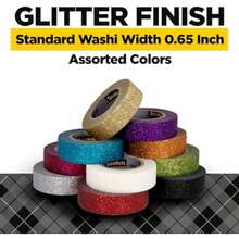 Scotch Glitter Washi Tape, 10 rollos, para bricolaje y envoltura, suministros escolares, suministros de manualidades y regalos de agradecimiento profesor(Color múltiple) - Multicolor - Ver 3