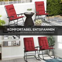 Set Of 2 Outsunny Cushions For Sun Loungers, Water-Repellent, For Garden Loungers, Beach Chairs, Deck Chairs, Garden Furniture Cushions, 50 X 116 X 5 Cm, Burgundy Red - Redwood - View 4