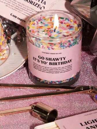 1pc Happy Cake Day! Cheers To You And Another Year Of Making Amazing Memories. I Hope Your Big Day Is As Sweet As This Cute Sprinkle Candle Smells, And Next Year Is Filled With Fun, Adventures, And Shareable Moments. Happy Birthday,Anyone Celebrating Their Birthday,Jar Candle,Candle,Candles,Gift,Gifts,Home Decor,Birthday Decorations,Birthday Candle, Ornaments, Decorations,