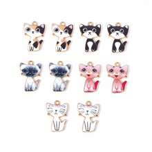 10Pcs Mix Enamel Cat Charms Cute Kitten Pet Cat Pendants For Jewelry Making DIY Handmade Necklace Earrings Accessories Supplies - Multicolor - View 3