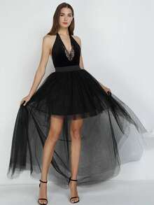 Fustă de tul gotică roșie pentru femei, cu tiv asimetric, 1 buc., plasă cu 3 straturi + 1 căptușeală, lungime maxi, potrivită pentru nuntă, petrecere, spectacol, cosplay, spectacol pe scenă.