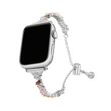 1PC Fashionable Metal Sparkle Diamond AppleWatch Band, Compatible With AppleWatch 38/40/41/42/44/45/46/49mm, Suitable For AppleWatch Series Ultra/SE/11/10/9/8/7/6/5/4/3/2/1. Adjustable Length For Easy Operation, Featuring Irregularly Arranged Sparkle Diamonds, Exuding Sophistication And Design Appeal. A Stylish Accessory Band Ideal For Women, Perfect For Holiday Gifting (Band Only, Watch Case Not Included)
