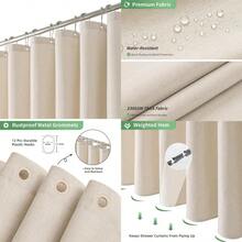 New Thick Linen Fabric Textured Shower CurtainLuxury Heavy Duty Waterproof Polyester Cloth Shower Curtains For Bathroom Hotel Quality 72 X 72 Inches Beige/Cream - BeigeCream - View 1