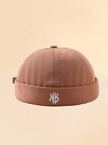 1顶街头时尚休闲基础款纯色纽约刺绣可调节纯色棒球帽，男士款，适合日常佩戴