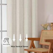 Chyhomenyc Natural Valance For Windows, Light Filtering Faux Linen Slub Textured Small Kitchen Valance, Neutral Top Window Short Curtain For Bathroom Basement Farmhouse, 60Wx16L Inch, 1 Panel,60inchWx16inchL(Packof1),Natural - Natural - 查看 8