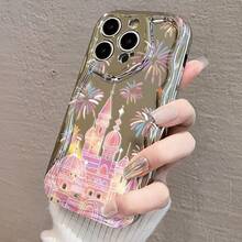 【可愛い城と花火】 17 Pro Max/16 Pro/15 Plus/14/13/12/11 用 電鍍防摔ケース クレープデザイン 衝撃吸収 スクラッチ防止 カラフルなデザインでスタイリッシュ 持ちやすさ抜群 高品質素材 保護とファッション両立 - シルバー - チェックする 4