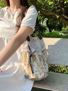 Back To School Tote Bag, Lace Large Capacity Versatile Fashion Bag, Retro Campus Commute Tote Bag, Foldable, Suitable For College Students - Nhiều màu - Xem 3