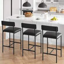Huisuilinss Bar Table And Chairs Set,3-Piece Dining Table Set For 2,Wood Bar Table Set,Counter Height Bar Table With 2 Bar Stools,3 Storage Shelves For Home & Kitchen Small Space - Black 2PCS Bar Chairs - View 7