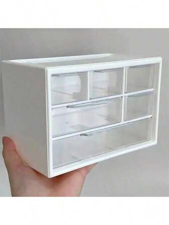 1 Transparent Plastic Desktop Storage Box With Drawers - Large-Capacity Multi-Functional Storage Box, Suitable For Office Supplies, Cosmetics And Bathroom Necessities. Lightweight Design, Suitable For Home Or Office Use, Desktop Storage Box