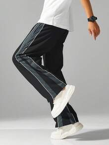 1pc Men's Elastic Waist Drawstring Casual Everyday Outdoor Pants - Black - View 1