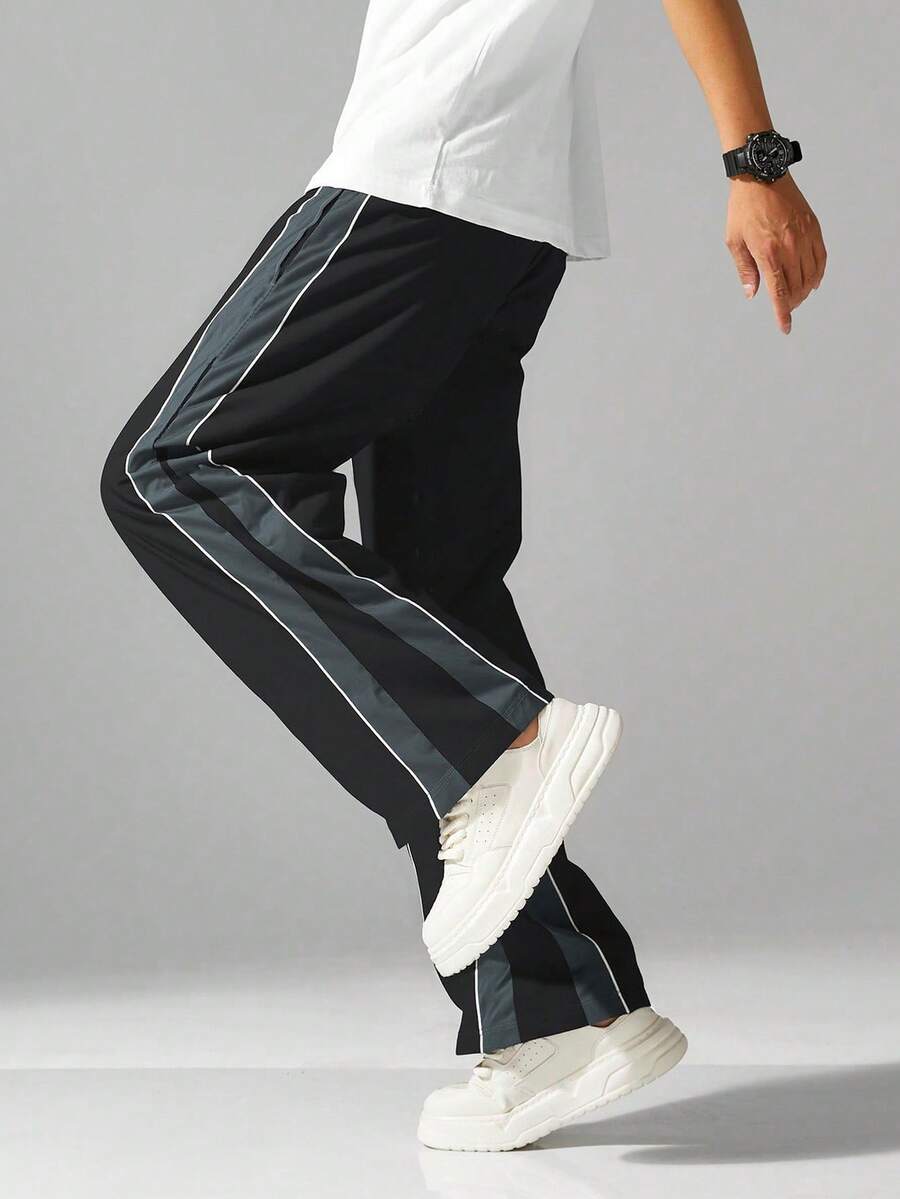 1pc Men's Elastic Waist Drawstring Casual Everyday Outdoor Pants - Black - View 1