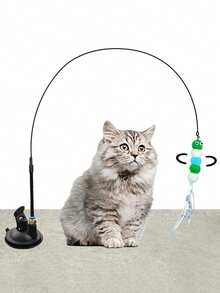 1 pieza Juguete interactivo de varilla para atraer gatos, repuesto de plumas artificiales y campanas para productos atrapadores de mascotas, adecuado para ejercicio y entretenimiento de gatos, varilla de juego manual, con varios insectos para reemplazar el cabezal - Multicolor - Ver 14