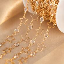 1M Copper Red Transparent Beaded Chain, ABS Faux Pearl Chain For DIY Necklaces, Bracelets, Clothing Accessories - Multicolor - View 7